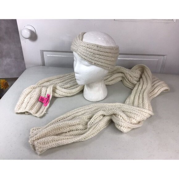 Betsey Johnson Scarf and Hat Headband Set NEW - Picture 1 of 3
